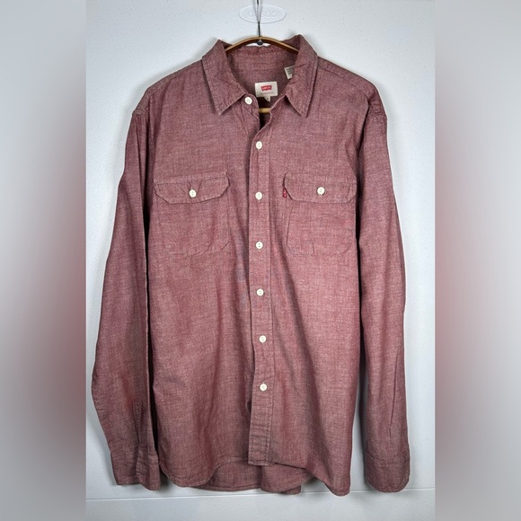 Levi's Burgundy Casual Button Down Shirt with Western Style. Size Large - Picture 1 of 8